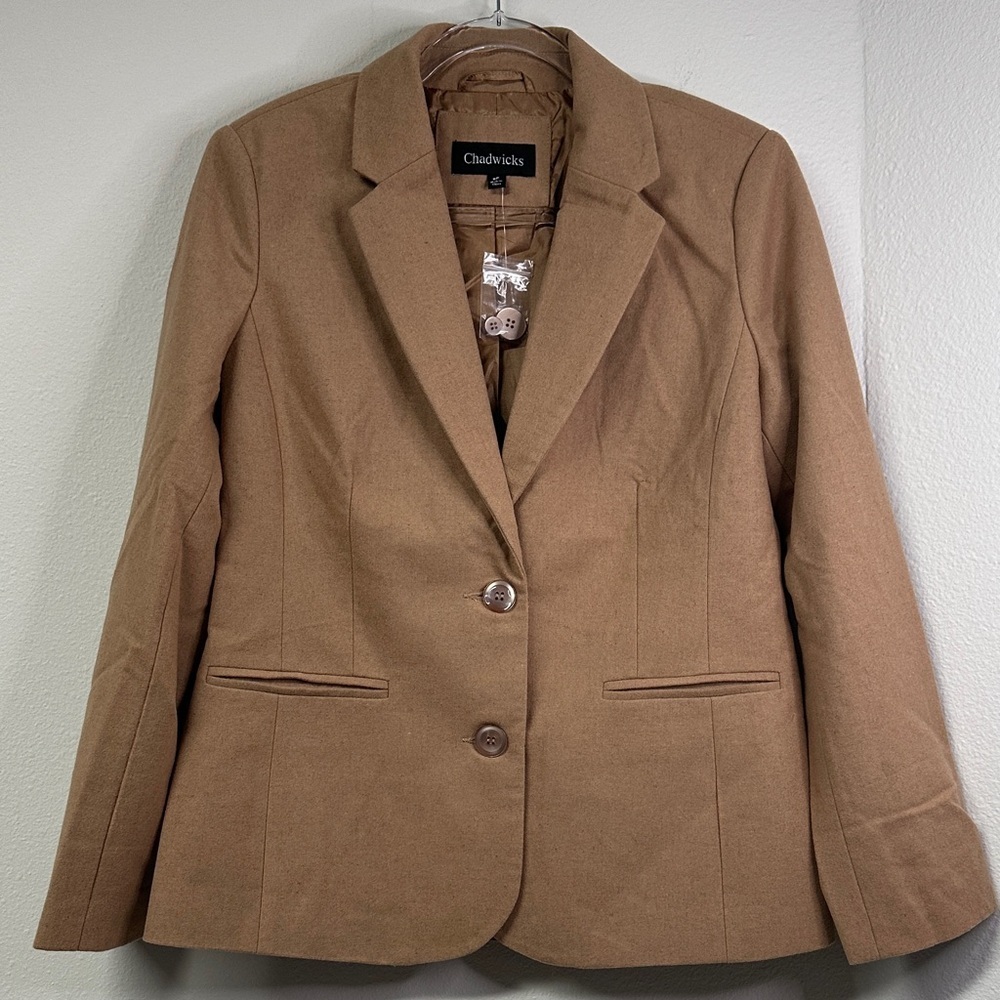 NWOT Chadwicks Essential Wool Blend Blazer Single Breasted Fully Lined 6 Petite